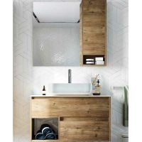 Комплект мебели для ванной STWORKI Карлстад 90 подвесной Дуб рустикальный арт-427905 — фото 1, Комплекты мебели для ванной