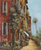 Фреска Ortograf Городской пейзаж живопись 11466 Фактура флок FLK Флизелин (2,2*2,7) Коричневый/Зеленый/Голубой, Город/Пейзаж/Живопись арт-11466 (флок FLK) — фото 2, Фрески