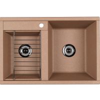 Кухонная мойка Aquaton Делия 78 DBL Латте арт-1A723132DE260 — фото 1, Кухонные мойки