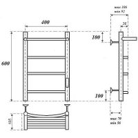 Электрический полотенцесушитель Point Афина П3 400x600 с полкой, диммер справа Белый арт-PN04846PW — фото 5, Электрические полотенцесушители
