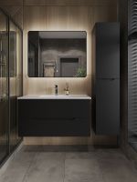 Шкаф пенал Orange Line 35 подвесной Черный матовый арт-Li-35Pub — фото 6, Пеналы для ванной комнаты