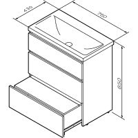 Тумба под раковину AM.PM Gem S 75 Графит матовый арт-M91FSX0752GM — фото 11, Тумбы под раковину