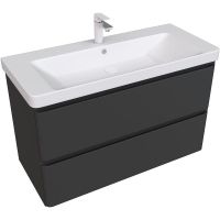 Тумба под раковину Aquanet Эмбер 105 подвесная Черная матовая арт-330470 — фото 1, Тумбы под раковину