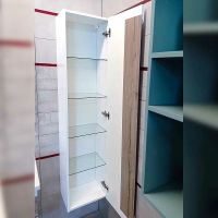 Шкаф пенал Бриклаер Брайтон 38 подвесной Белый матовый Дуб Кера арт-4627125415746 — фото 4, Пеналы для ванной комнаты