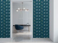 Обои Lutece Les Essentiels Винил на флизелине (0,53*10,05) Бирюзовый, Геометрия арт-11210901 — фото 2, Обои для стен