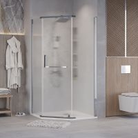 Душевой уголок Grossman Pragma 90х90 профиль Хром стекло шиншилла арт-302.K33.03.9090.10.02 — фото 1, Душевые уголки трапеция