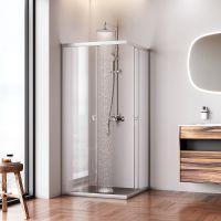 Душевой уголок AM.PM Sunny 90х90 профиль Хром матовый стекло прозрачное арт-W87G-403-9090-MT — фото 5, Квадратные душевые уголки