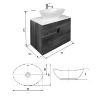 Тумба с раковиной Orange Orange подвесная Орех Белая арт-Sole-75TU+RA — фото 5, Тумбы с раковиной