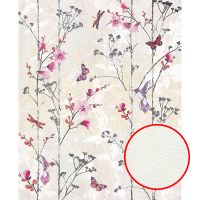 Фреска Ortograf Flora 31121 Фактура флок FLK Флизелин (2,2*2,7) Бежевый/Розовый, Цветы/Бабочки арт-31121 (флок FLK) — фото 1, Фрески