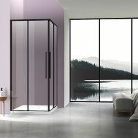 Душевой уголок Vincea Slim-N 90x90 профиль Черный стекло прозрачное арт-VSS-4SN900CLB — фото 2, Квадратные душевые уголки