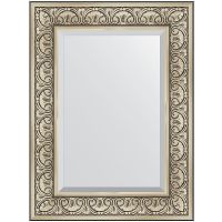 Зеркало Evoform Exclusive 80х60 с фацетом в багетной раме - Барокко серебро 106 мм арт-BY 3398 — фото 1, Зеркала в ванную комнату