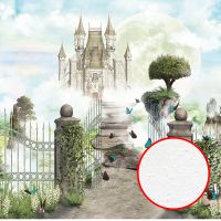 Фреска детская Ortograf Сказочная страна 30776 Фактура бархат FX Флизелин (2,7*2,7) Бежевый/Голубой/Зеленый, Замки арт-30776 (бархат FX) — фото 1, Фрески