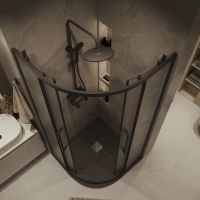 Душевой уголок Grossman Cosmo 100х100 профиль Черный матовый стекло шиншилла арт-301.K33.02.1010.21.02 — фото 4, Душевые уголки четверть круга