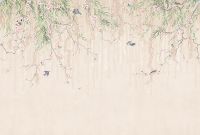 Фреска Ortograf Chinoiserie 33936 Фактура флок FLK Флизелин (4*2,7) Бежевый/Зеленый, Цветы/Птицы арт-33936 (флок FLK) — фото 2, Фрески