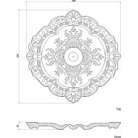 Розетка потолочная Европласт 383x29x383 мм арт-1.56.027 — фото 3, Розетки потолочные