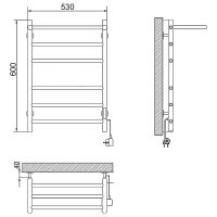 Электрический полотенцесушитель Ника WAY-2 60/50 с полкой Белый матовый арт-WAY-2 60/50 с/п бел прав — фото 2, Электрические полотенцесушители