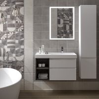 Тумба под раковину Kerama Marazzi Cubo 90 R CUB.90Rh\WHT.M подвесная Белая матовая Дерево арт-CUB.90Rh\WHT.M — фото 3, Тумбы под раковину