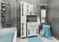 Зеркало со шкафом Onika Кристалл 67.02 с подсветкой Белое арт-206705 — фото 6, Зеркальные шкафы в ванную