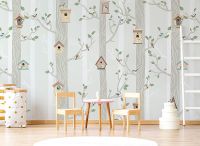 Фреска детская Ortograf Little Friends 34404 Фактура бархат FX Флизелин (4*3) Бежевый/Зеленый, Деревья/Птицы арт-34404 (бархат FX) — фото 3, Фрески