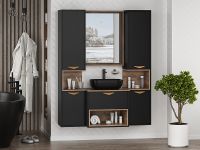 Шкаф пенал Brevita Bergen 35 L подвесной Черный матовый Дуб Галифакс олово арт-BER-05035-02-19-ПоЛ — фото 5, Пеналы для ванной комнаты