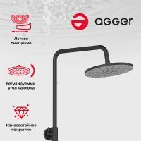 Душевая система Agger Thermo Черная арт-A2461144 — фото 2, Душевые стойки