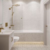 Шторка на ванну STWORKI Ольборг 70 профиль Золото стекло прозрачное арт-583128 — фото 2, Шторки для ванной распашные