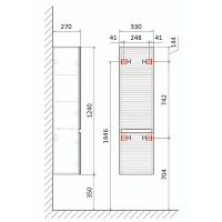 Шкаф пенал Jorno Cossety 33 подвесной Белый арт-Coss.04.124/P/W/JR — фото 3, Пеналы для ванной комнаты