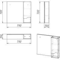 Зеркало со шкафом Stella Polar Абигель 80 Серое Цемент арт-SP-00001106 — фото 4, Зеркальные шкафы в ванную