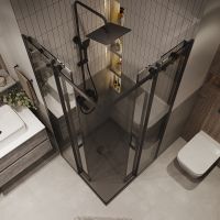 Душевой уголок Grossman Classic 90х90 профиль Черный матовый стекло прозрачное арт-300.K33.04.9090.21.00 — фото 4, Квадратные душевые уголки