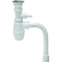 Сифон для кухонной мойки Wirquin Минор с отводом для стиральной или посудомоечной машины Нержавеющая сталь арт-30718030 — фото 1, Сифоны для кухонной мойки