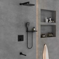 Душевая система Vincea Черная матовая арт-VSFW-4311RMB — фото 2, Встраиваемые душевые комплекты