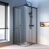 Душевой уголок AM.PM X-Joy 100х80 профиль Черный матовый стекло прозрачное арт-W94G-403-10080-BТ — фото 7, Прямоугольные душевые уголки