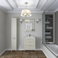 Шкаф пенал Aquaton Леон 31 Н Дуб белый арт-1A187903LBPS0 — фото 2, Пеналы для ванной комнаты