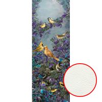Фреска Ortograf Paradise 32220 Фактура флок FLK Флизелин (1*2,7) Фиолетовый/Зеленый/Желтый, Птицы/Листья арт-32220 (флок FLK) — фото 1, Фрески