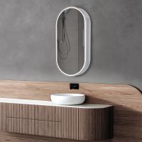 Зеркальный шкаф Abber Kontur 50 с подсветкой Белый арт-AG6339S — фото 1, Зеркальные шкафы в ванную