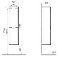 Шкаф пенал Vitra Sento 40 L подвесной с бельевое корзиной Антрацит матовый арт-60856 — фото 6, Пеналы для ванной комнаты