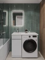 Тумба с раковиной Orange Sistema 100 L с бельевой корзиной Белая арт-STK-40TUW+RAL — фото 4, Тумбы с раковиной