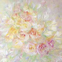 Фреска Ortograf Цветы 8062 Фактура флок FLK Флизелин (2,7*2,7) Зеленый/Розовый/Желтый, Цветы/Живопись арт-8062 (флок FLK) — фото 2, Фрески