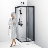 Душевой уголок AM.PM Gem S 100х80 профиль Черный матовый стекло прозрачное арт-W93G-404-100280-BT — фото 5, Прямоугольные душевые уголки