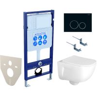 Комплект унитаза с инсталляцией Aquatek с сиденьем Микролифт и Черной матовой клавишей смыва арт-SET AQUATEK ДИВА-020 4в1 — фото 1, Комплекты унитаз + инсталляция