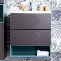 Тумба под раковину Бриклаер Кристалл 60 подвесная Софт Графит Ясень Анкор темный арт-4627125414510 — фото 2, Тумбы под раковину