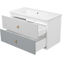 Тумба с раковиной Brevita 50 Shades of Grey Анастейша 100 подвесная Белая матовая Серая матовая арт-УТ000014281 — фото 4, Тумбы с раковиной