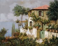 Фреска Ortograf Городской пейзаж живопись 11539 Фактура флок FLK Флизелин (3,4*2,7) Зеленый/Разноцветный, Пейзаж/Живопись арт-11539 (флок FLK) — фото 2, Фрески