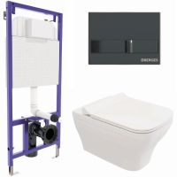 Комплект унитаза с инсталляцией Berges Novum с сиденьем Микролифт и Черной глянцевой клавишей смыва арт-042454 — фото 1, Комплекты унитаз + инсталляция