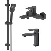 Комплект смесителей Aquatek Лира Черный матовый арт-AQ1430MB — фото 1, Готовые комплекты для ванной комнаты