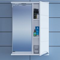 Зеркало со шкафом СанТа Родос 50 R с подсветкой Белое арт-106014 — фото 1, Зеркальные шкафы в ванную