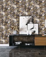 Обои Wiganford by Solo Fusion Винил на флизелине (1,06*10,05) Черный/Серый/Золото, Штукатурка арт-ER61631 — фото 2, Обои для стен