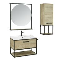 Тумба под раковину Aquaton Лофт Фабрик 80 подвесная Дуб эндгрейн арт-1A242401LTDU0 — фото 10, Тумбы под раковину