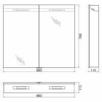 Зеркальный шкаф BelBagno 80 с подсветкой Сатин арт-SPC-2A-DL-BL-800 — фото 10, Зеркальные шкафы в ванную