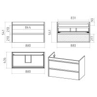 Тумба с раковиной Brevita Balaton 90 подвесная Белая матовая Бежевая матовая арт-УТ000023725 — фото 8, Тумбы с раковиной